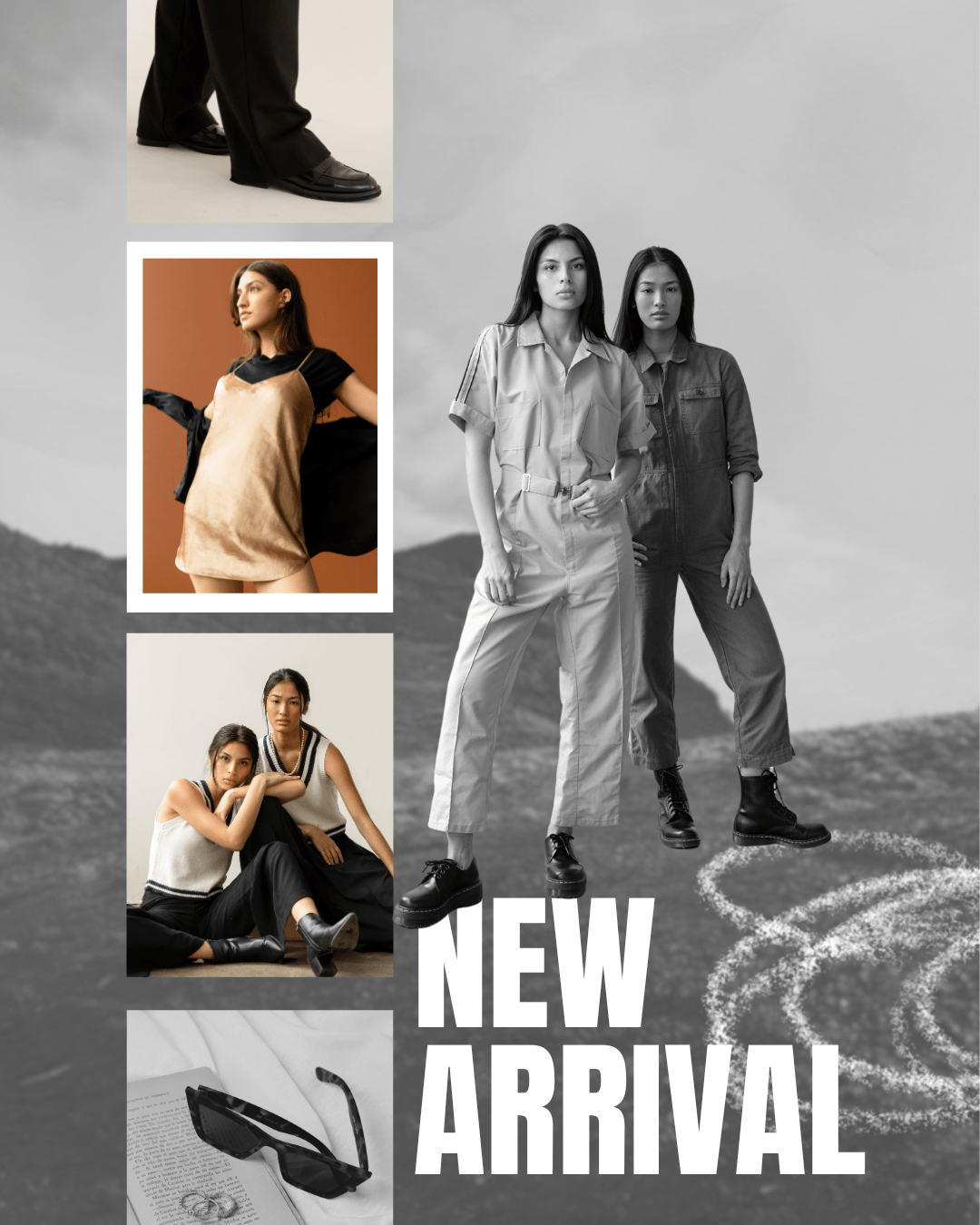 Black and White New Arrival Photo Collage Brand Instagram Post